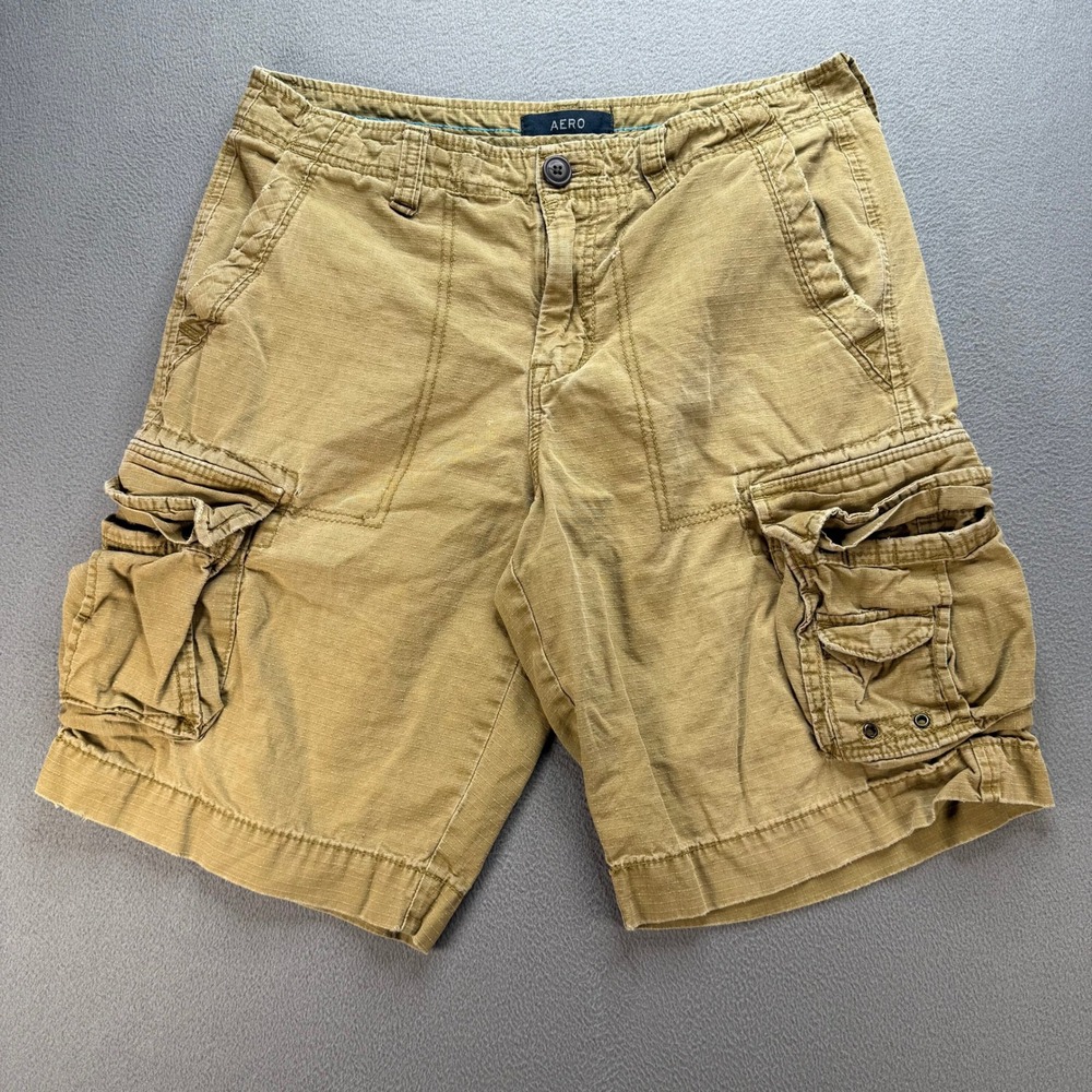 Aeropostale Cargo Shorts Mens 30 (FIT 31) Khaki Y2K Baggy 90s Style Ripstop Aero